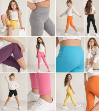Kolorowy MIX legginsów dziewczęcych 3-pack