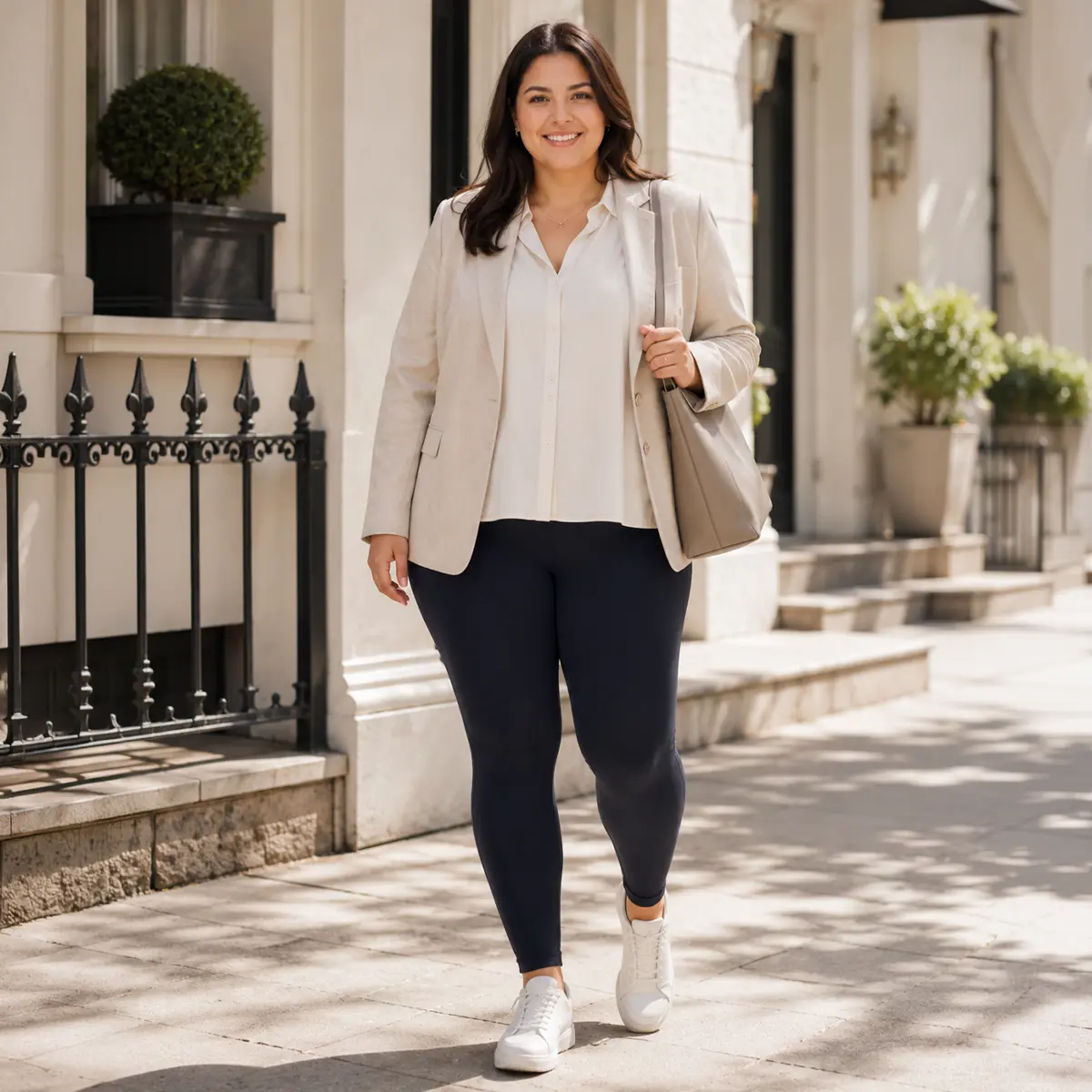 Legginsy plus size BENSINI w miejskiej stylizacji