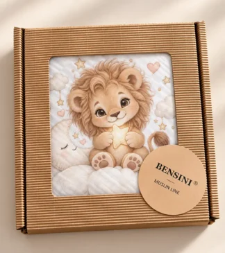 Kocyk muślinowy niemowlęcy - Lewek Gwiazdka 120×120 Bensini®